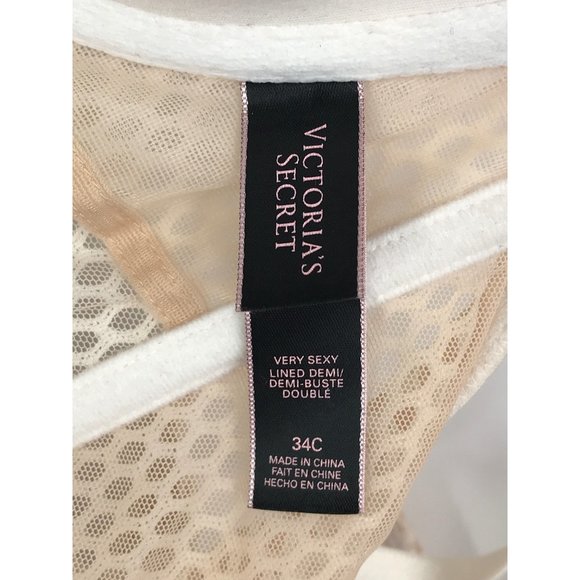 Victoria's Secret Very Sexy Demi Long Line Mesh Front Zip Bra Nude Beige 34C - Picture 4 of 4